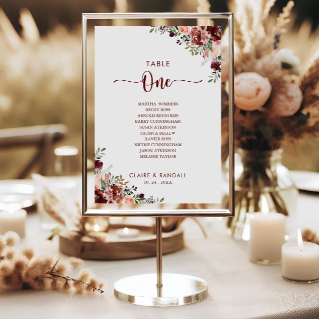 Rustic Summer Floral Table Number 1 Seating Chart (Creator Uploaded)