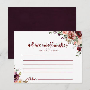 Rustic Summer Floral Wedding Advice Card