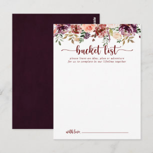 Rustic Summer Floral Wedding Bucket List Cards