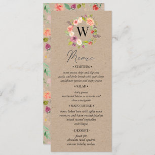 Rustic Summer Floral Wedding Menu card