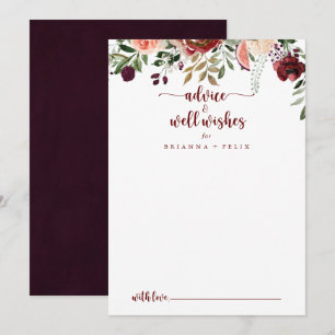 Rustic Summer Floral Wedding Well Wishes   Advice Card