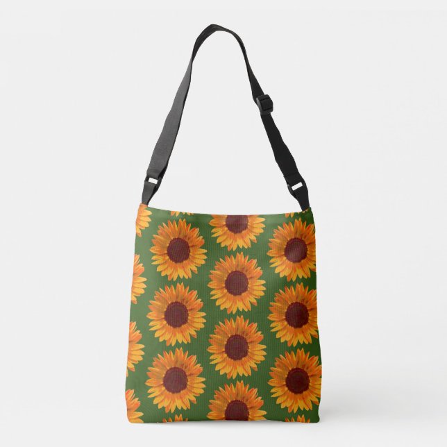 Rustic Summer Sunflower Pattern Reversible  Crossbody Bag (Back)