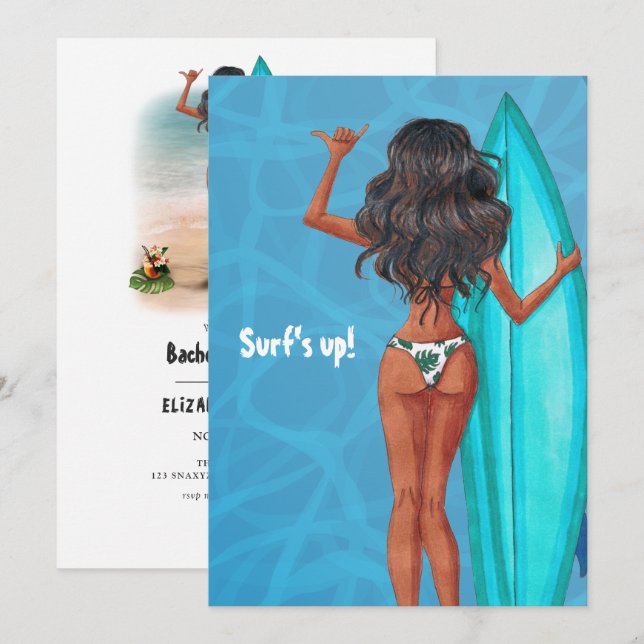 Rustic Summer Surf Beach Vacation Bachelorette Invitation (Front/Back)