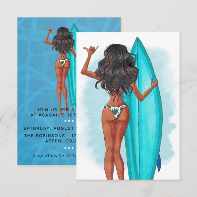 Rustic Summer Surf Beach Vacation Birthday Party I Invitation (Front/Back)