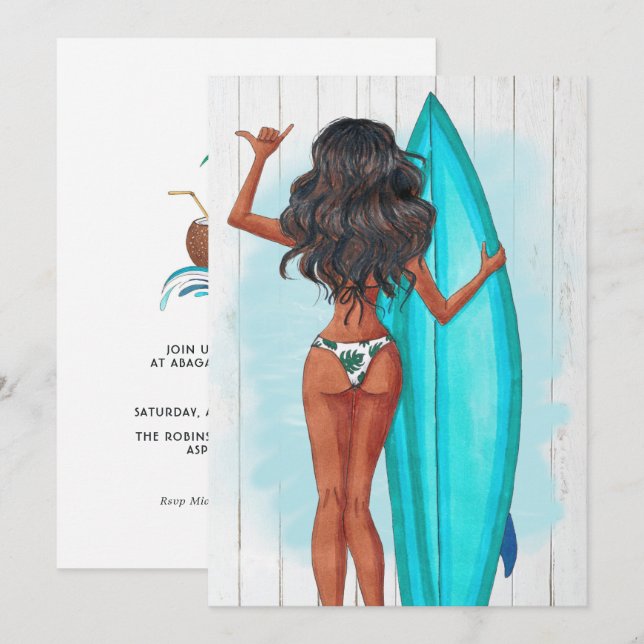Rustic Summer Surf Beach Vacation Birthday Party Invitation (Front/Back)