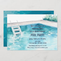 Rustic Summer Swimming Pool Party Birthday Invite