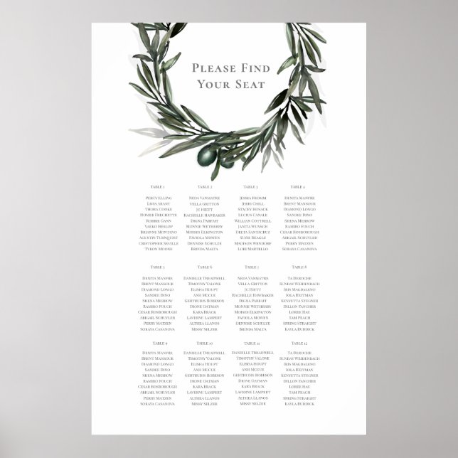 Rustic Summer Wedding Seating Chart (Front)