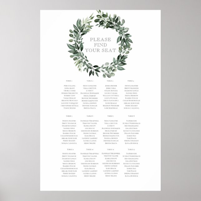 Rustic Summer Wedding Seating Chart (Front)