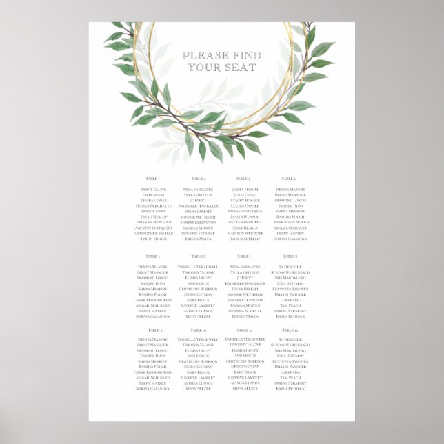 Rustic Summer Wedding Seating Chart (Front)