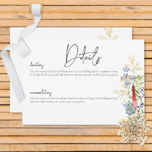 Rustic Summer Wildflowers & Sunflowers Details Enclosure Card