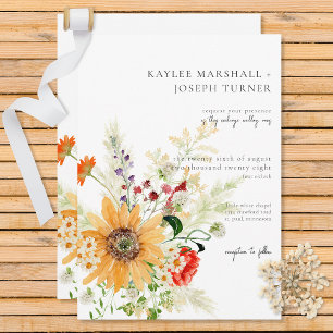 Rustic Summer Wildflowers & Sunflowers Invitation
