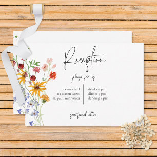 Rustic Summer Wildflowers & Sunflowers Reception Enclosure Card