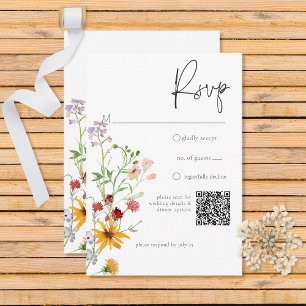 Rustic Summer Wildflowers & Sunflowers RSVP Card