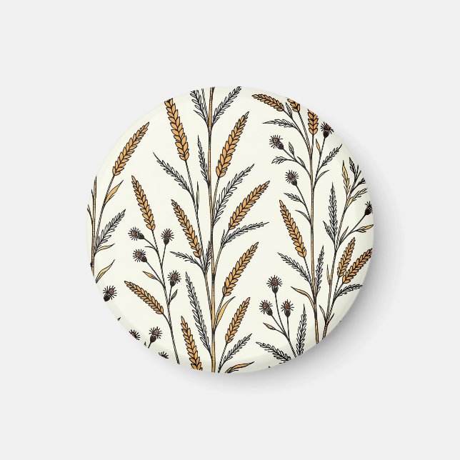Rustic Sun-Drenched Wheat and Wildflower Field  Magnet (Front)