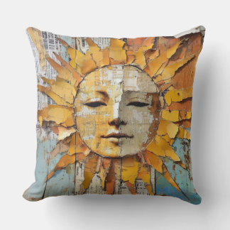 Rustic Sun Face, vintage vibe, country style, Cushion