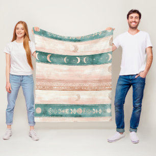 Rustic Sun Moon Pattern for Spiritual Living Fleece Blanket