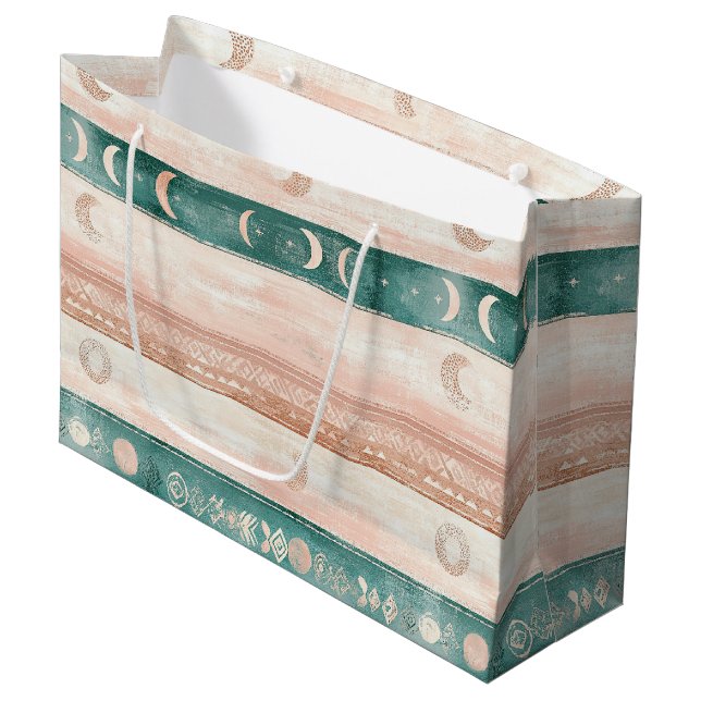 Rustic Sun Moon Pattern for Spiritual Living Large Gift Bag (Front Angled)