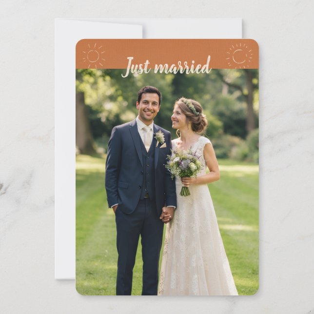 Rustic Sun & Wildflower Photo Wedding Invitation (Back)