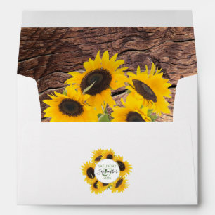 Rustic Sunflower 5x7 Wedding Invitation Envelope
