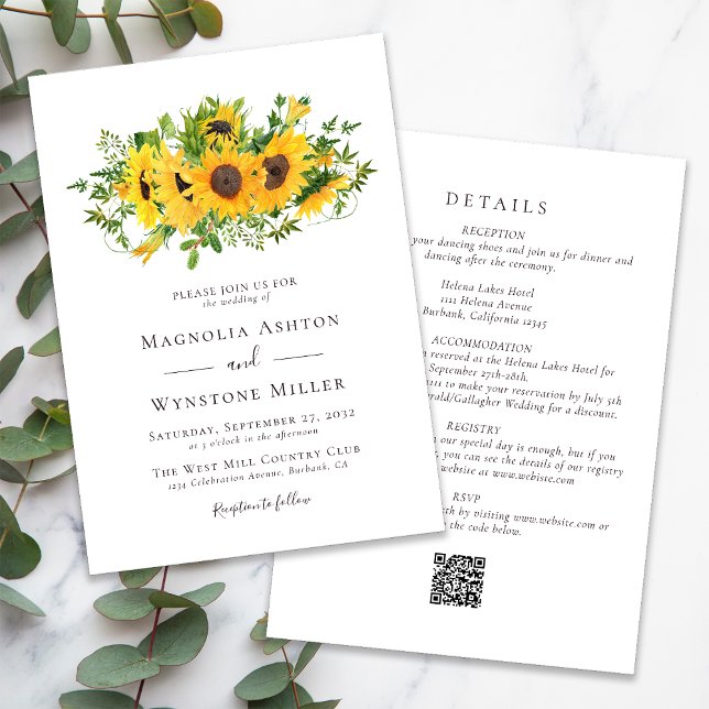 Rustic Sunflower All in One Wedding Invitation (Creator Uploaded)