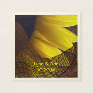 Rustic Sunflower and Burlap Custom Wedding Napkin