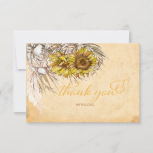 Rustic Sunflower and Grass Thank You Card