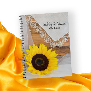 Rustic Sunflower and Lace Country Wedding Notebook