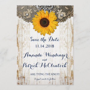 Rustic Sunflower and Lace Save the Date