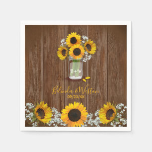 Rustic Sunflower and Mason Jar Wedding Napkin