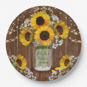Rustic Sunflower and Mason Jar Wedding Paper Plate