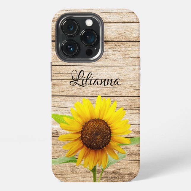 Rustic Sunflower and Name iPhone Case (Back)