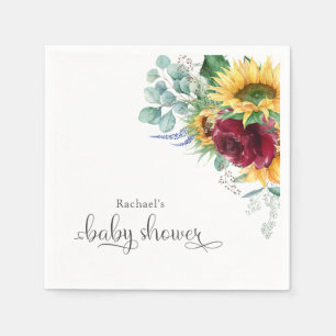 Rustic Sunflower and Roses Baby Shower Napkin