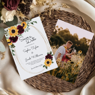 Rustic Sunflower and Roses Photo Wedding Save The Date