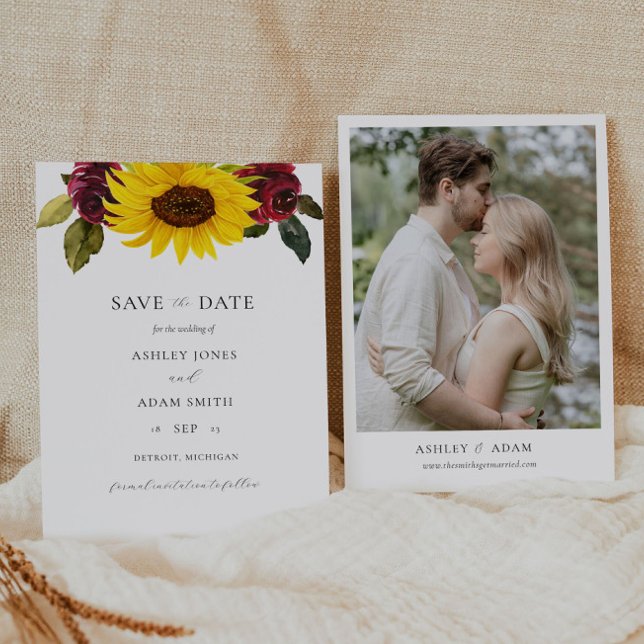 Rustic Sunflower and Roses Save the Date Invitation (Creator Uploaded)