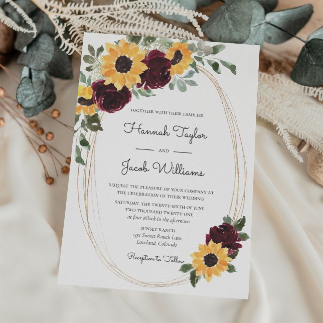 Rustic Sunflower and Roses Wedding Invitation (Creator Uploaded)