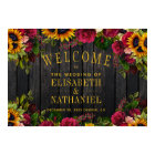 Rustic sunflower and roses wedding welcome sign