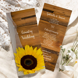 Rustic Sunflower and Veil Country Wedding Program Programme