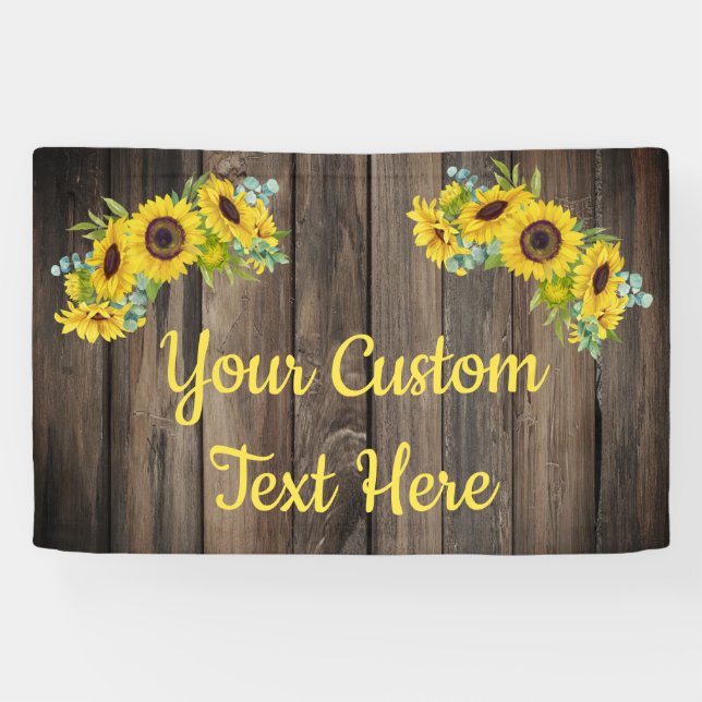 Rustic Sunflower Anniversary Party Photobooth Prop Banner (Horizontal)