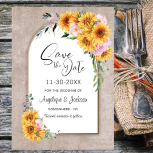 Rustic Sunflower Arch Wedding Save The Date