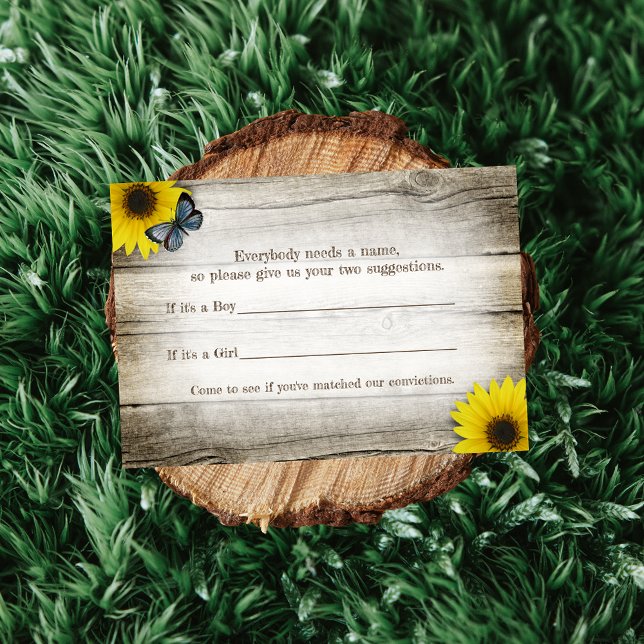 Rustic Sunflower Baby Name Suggestions Shower Game Invitation (Creator Uploaded)