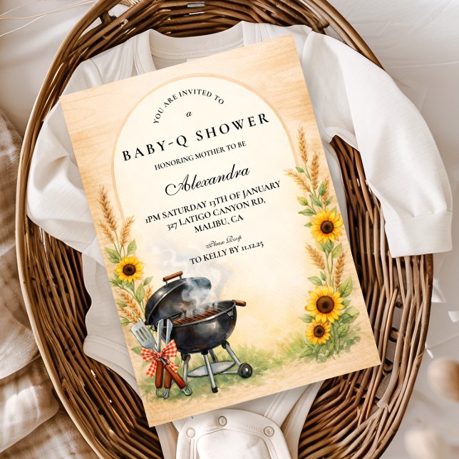 Rustic Sunflower Baby Q Baby Shower Invitation (Creator Uploaded)