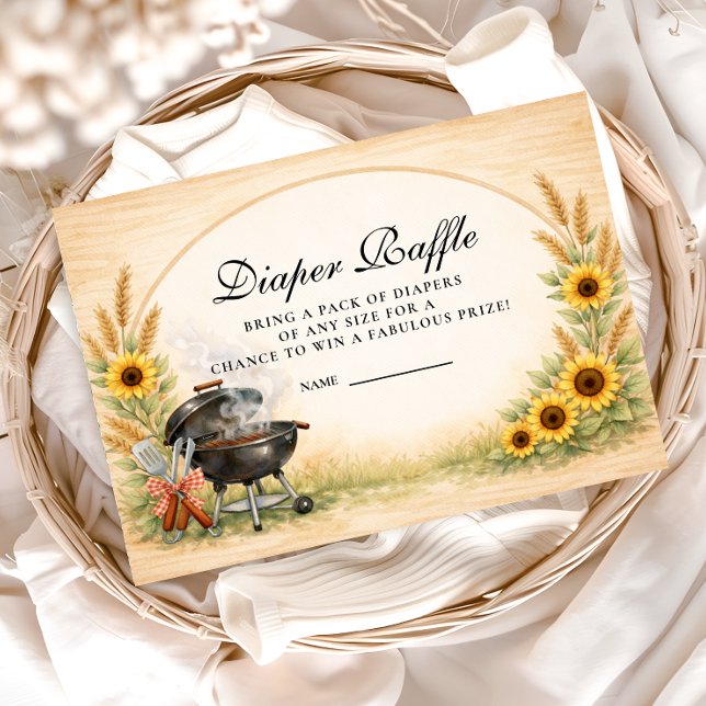 Rustic Sunflower Baby Q Diapper Raffle Enclosure Card (Creator Uploaded)
