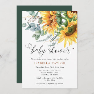 Rustic Sunflower Baby Shower Invitation