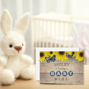 Rustic Sunflower Baby Shower Invitation Girl Postcard