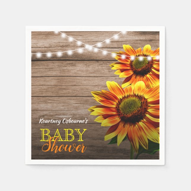 Rustic Sunflower Baby Shower Napkin (Front)