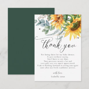 Rustic Sunflower Baby Shower Thank You Card