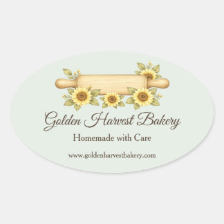 Rustic Sunflower Bakery | Custom Cottage Oval Sticker