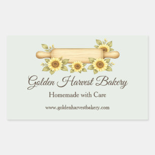 Rustic Sunflower Bakery   Custom Cottage  Rectangular Sticker