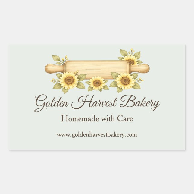 Rustic Sunflower Bakery | Custom Cottage  Rectangular Sticker (Front)