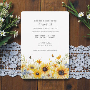 Rustic Sunflower Barn Fall Wedding Invitation